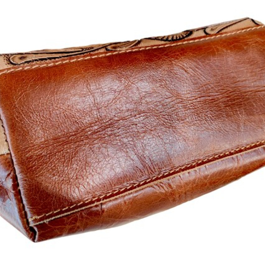 Tooled Leather Clutch | Western Style Women's Clutch | Unique Design Leather purse / washbag 5