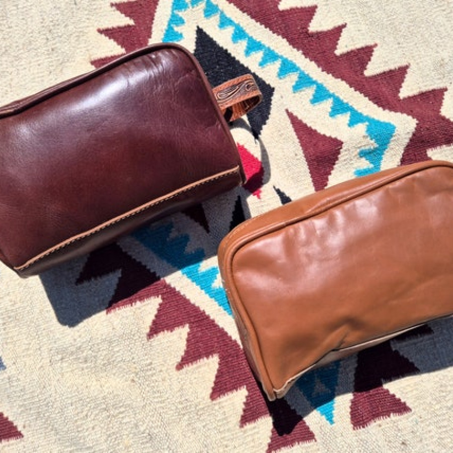 Western-style genuine cowhide and tooled leather wash bag | toiletries bag | makeup bag 2