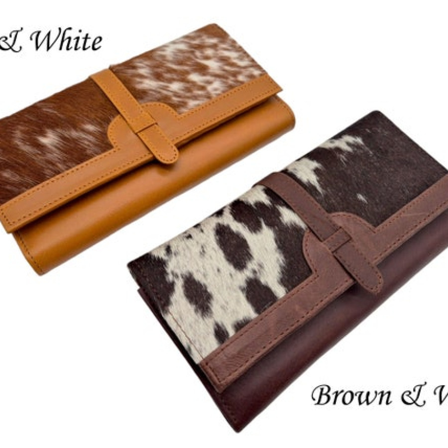 Country western style wallet / clutch - Tri-fold design - Genuine cowhide and leather 1