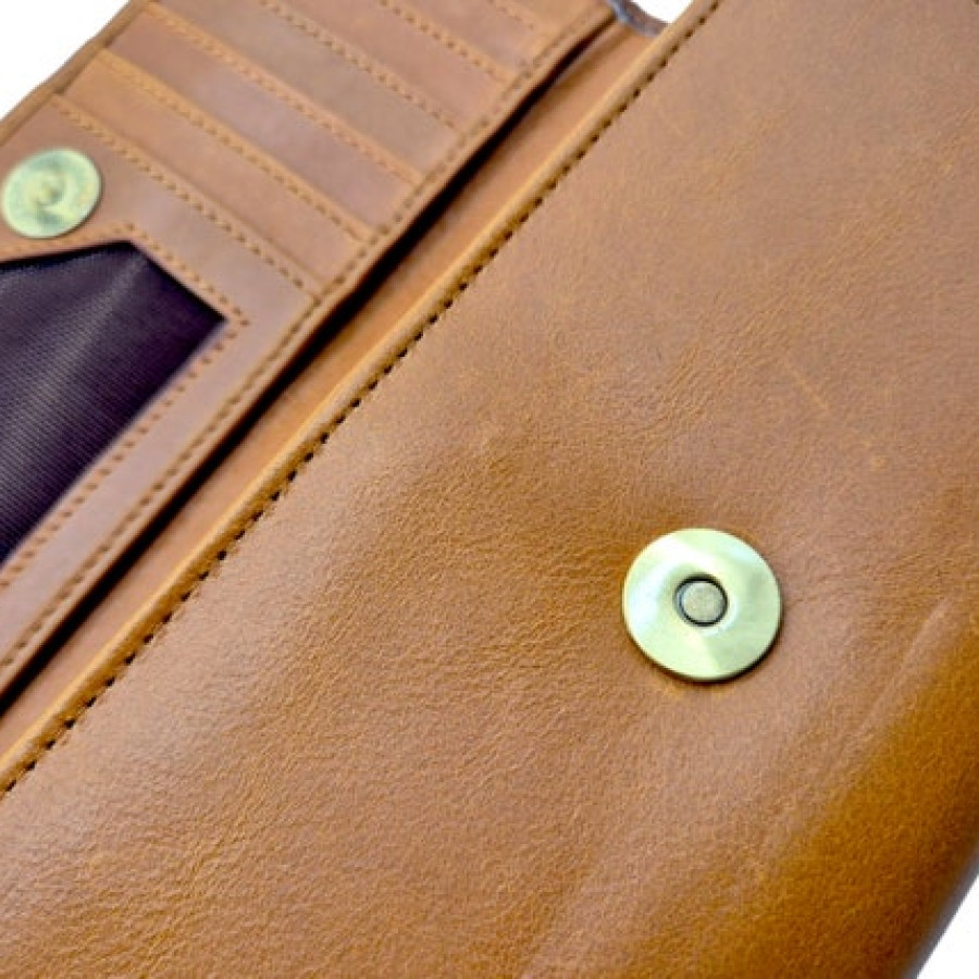 Country western style wallet / clutch - Tri-fold design - Genuine cowhide and leather 4