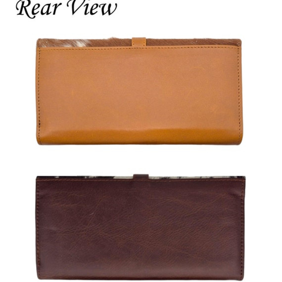 Country western style wallet / clutch - Tri-fold design - Genuine cowhide and leather 6