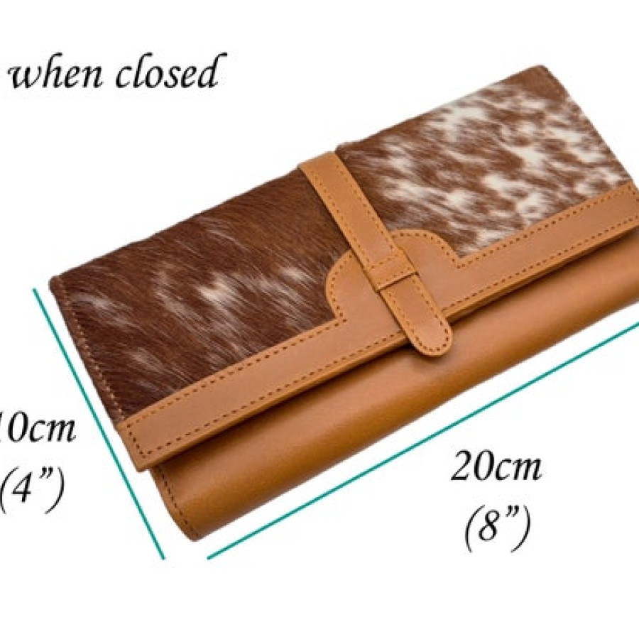 Country western style wallet / clutch - Tri-fold design - Genuine cowhide and leather 7