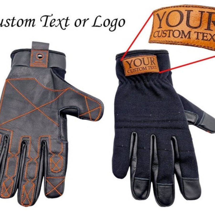 Super Tough Black Leather Customisable Work Gloves, General Purpose Garden Gloves, Heavy Duty Gloves, Men's Workwear 0