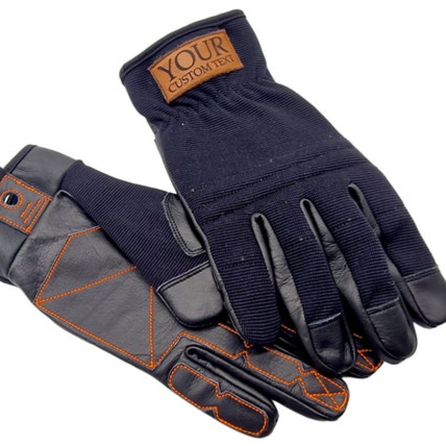 Super Tough Black Leather Customisable Work Gloves, General Purpose Garden Gloves, Heavy Duty Gloves, Men's Workwear 3