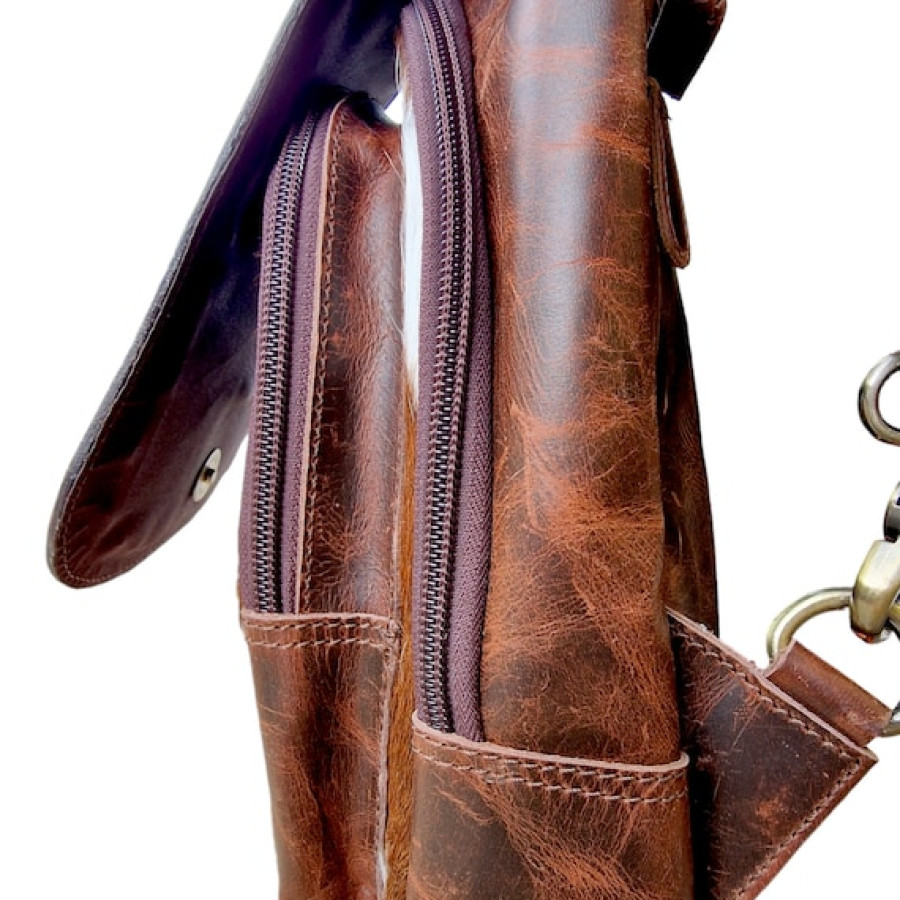 Western style cowhide and genuine leather compact backpack | small cowhide backpack | cowhide shoulder bag | cowhide purse 8