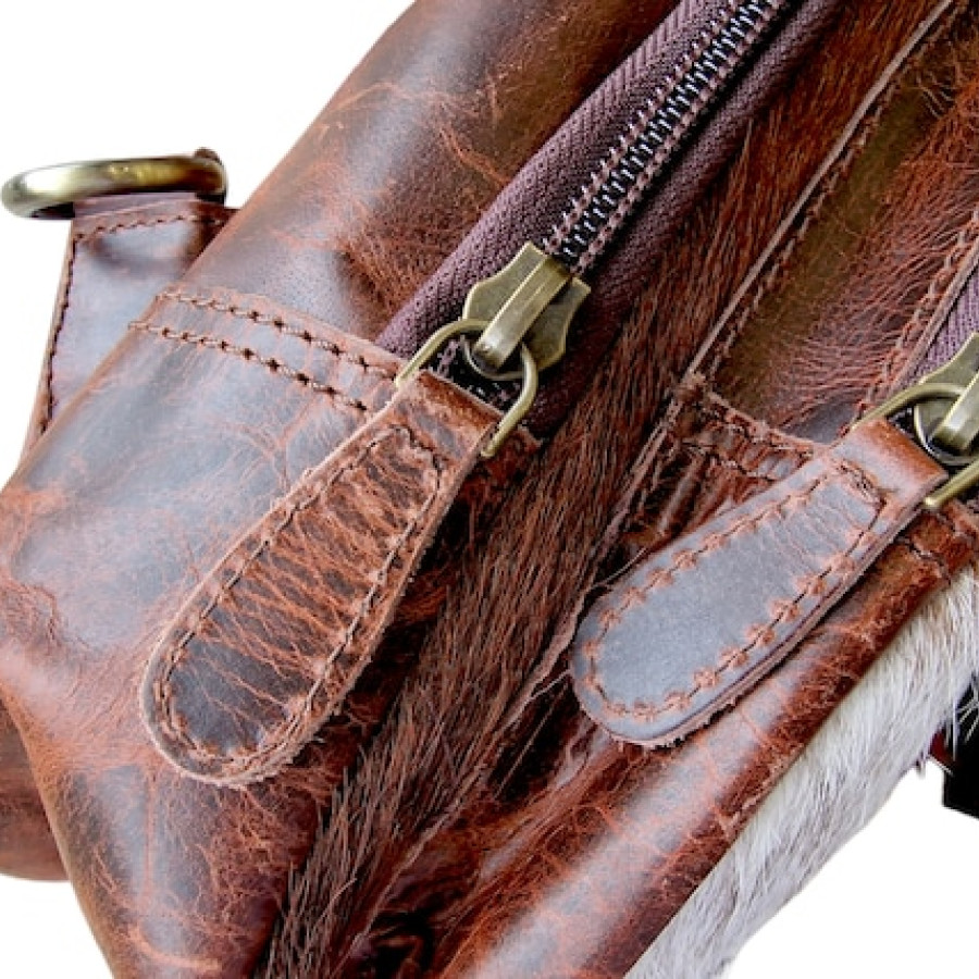 Western style cowhide and genuine leather compact backpack | small cowhide backpack | cowhide shoulder bag | cowhide purse 9