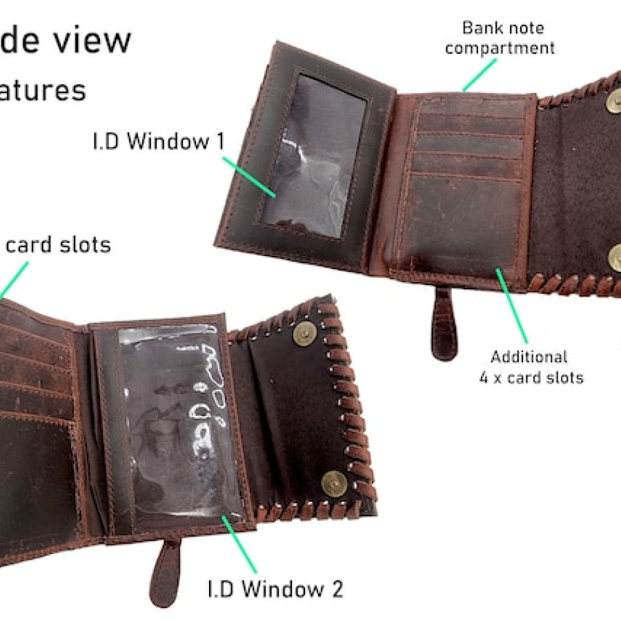 Southwestern style Genuine cowhide & tooled Leather trim lady's wallet / purse 5