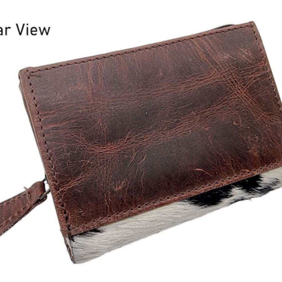 Southwestern style Genuine cowhide & tooled Leather trim lady's wallet / purse 8