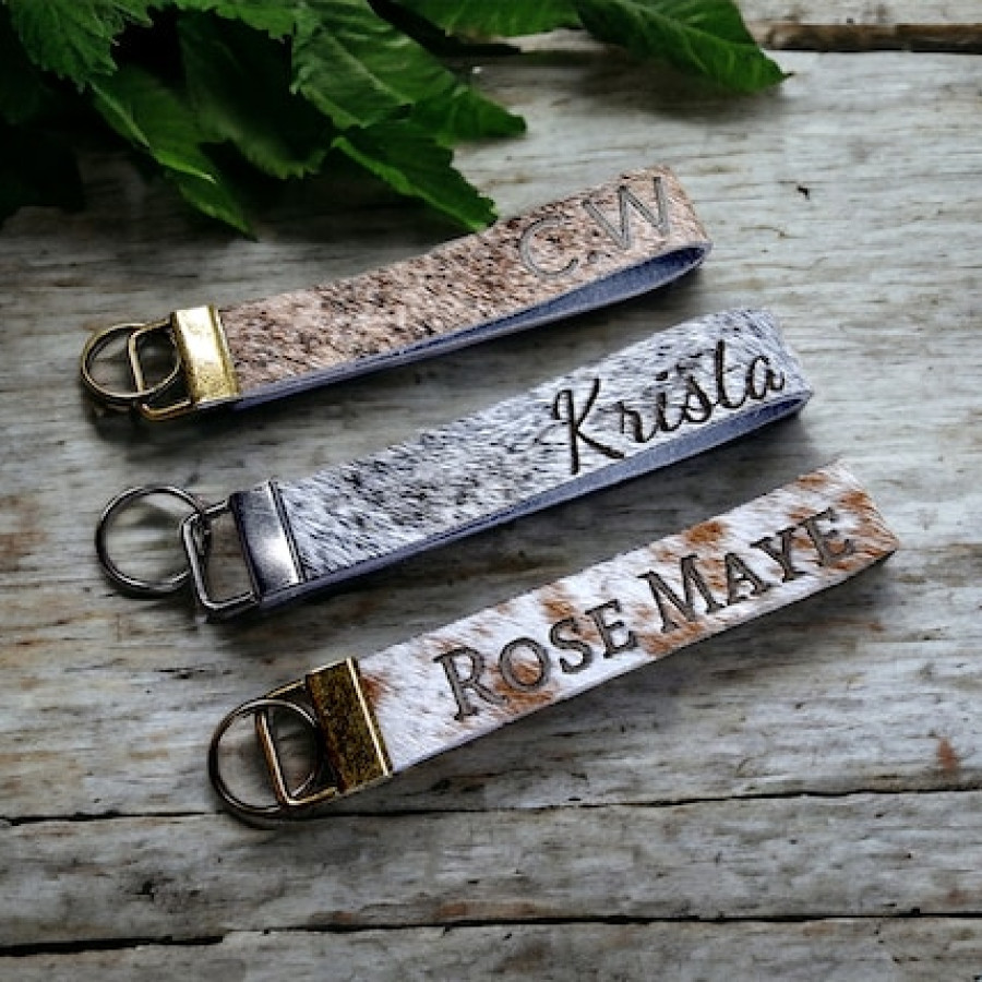 Customized laser embossed Genuine Cowhide Wrist Lanyard | Keychain Lanyard | Keyring Lanyard 1
