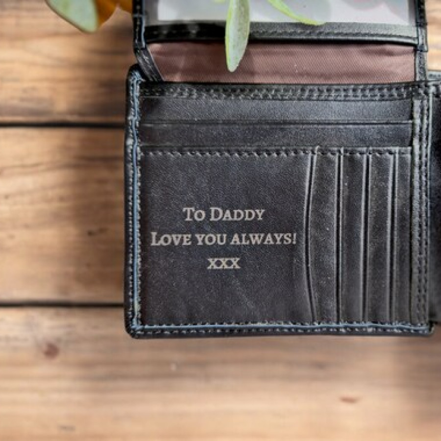 Custom engraved genuine leather men's wallets with RFID - customised leather wallet | personalized leather wallet - Available in Tan / Black 4