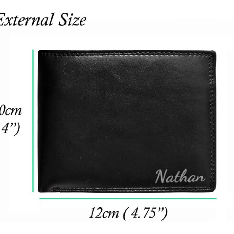 Custom engraved genuine leather men's wallets with RFID - customised leather wallet | personalized leather wallet - Available in Tan / Black 5