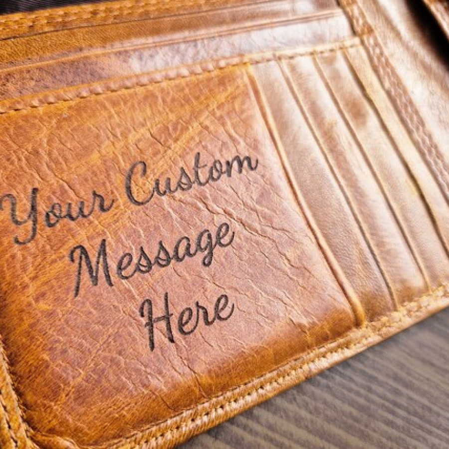 Custom engraved genuine leather men's wallets with RFID - customised leather wallet | personalized leather wallet - Available in Tan / Black 8