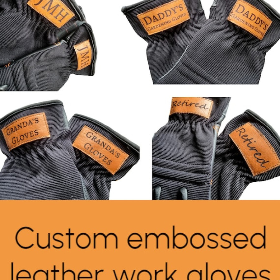 Customisable genuine leather work gloves | heavy duty gloves | Gardening gloves | Laser engraved with your logo or custom text! 2
