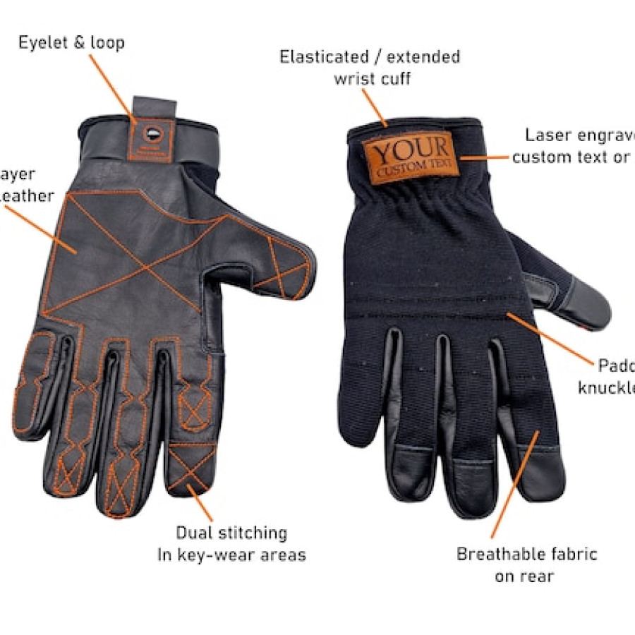 Customisable genuine leather work gloves | heavy duty gloves | Gardening gloves | Laser engraved with your logo or custom text! 3