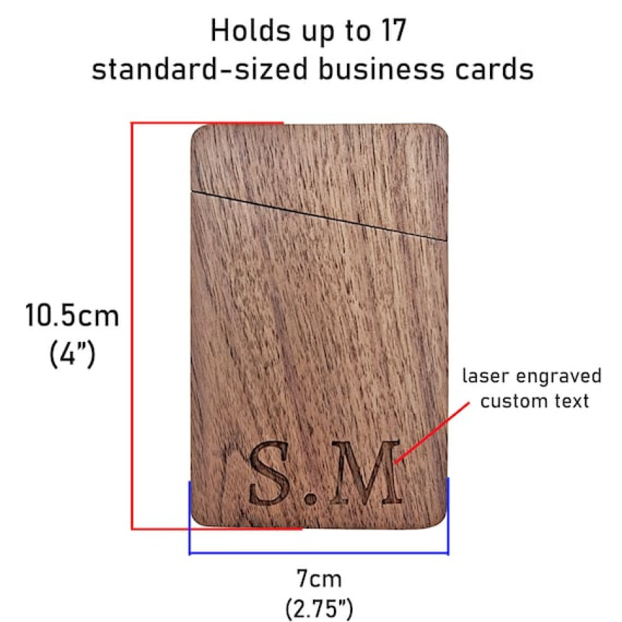Laser Engraved / Custom made hardwood business card holder - Laser engraved with a text and font of your choice! - The perfect gift ! 3