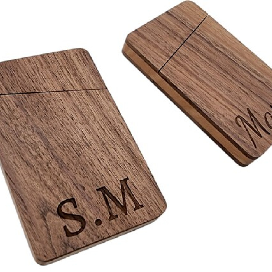 Laser Engraved / Custom made hardwood business card holder - Laser engraved with a text and font of your choice! - The perfect gift ! 5