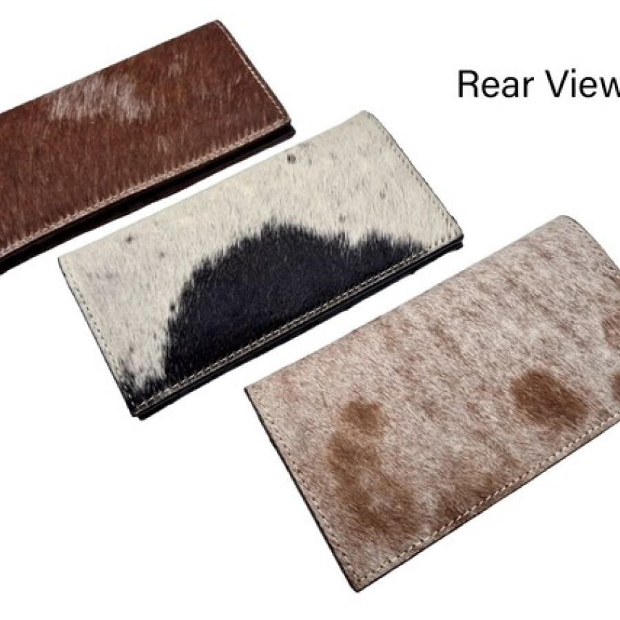 Bi fold Southwestern style wallet - With tooled leather & genuine fur-on cowhide wallet / clutch / purse 6