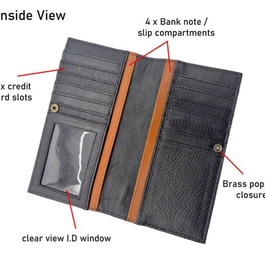 Bi fold Southwestern style wallet - With tooled leather & genuine fur-on cowhide wallet / clutch / purse 7