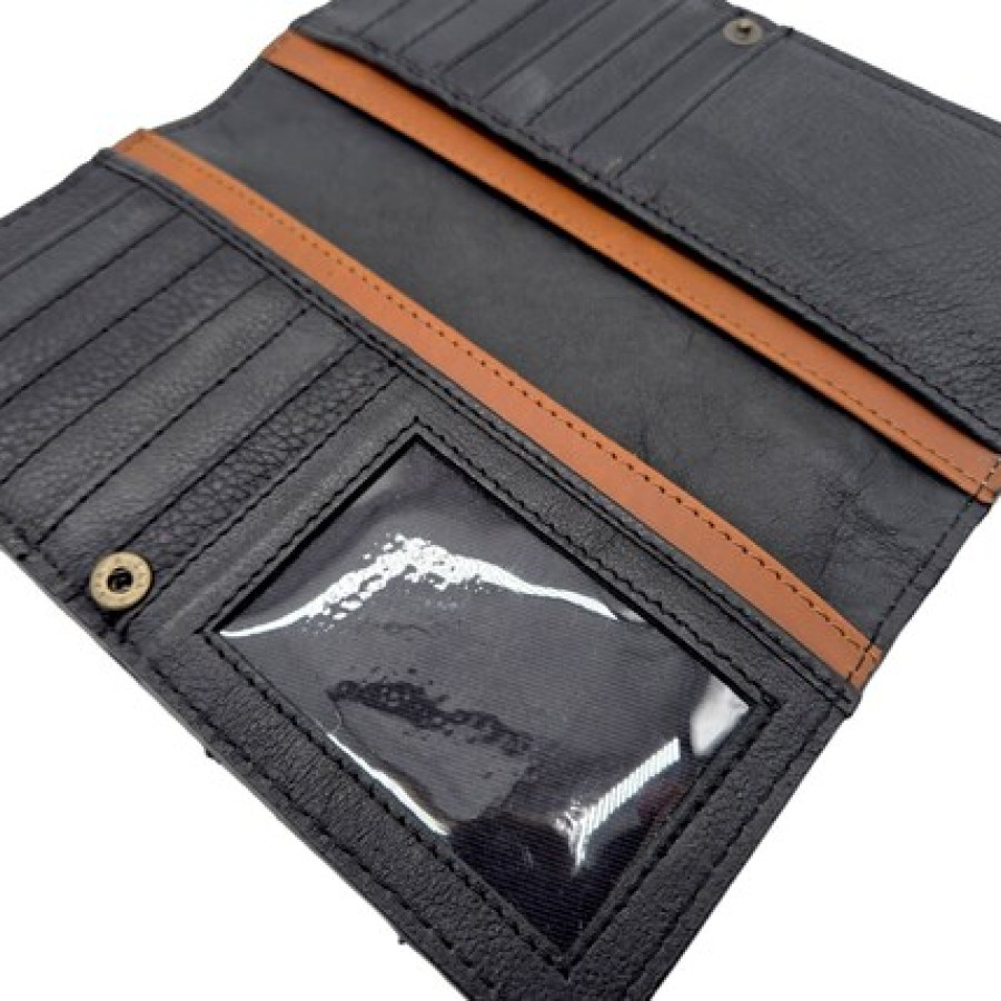 Bi fold Southwestern style wallet - With tooled leather & genuine fur-on cowhide wallet / clutch / purse 8
