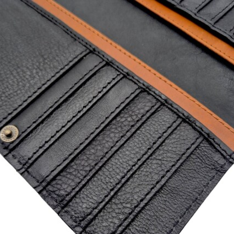 Bi fold Southwestern style wallet - With tooled leather & genuine fur-on cowhide wallet / clutch / purse 9