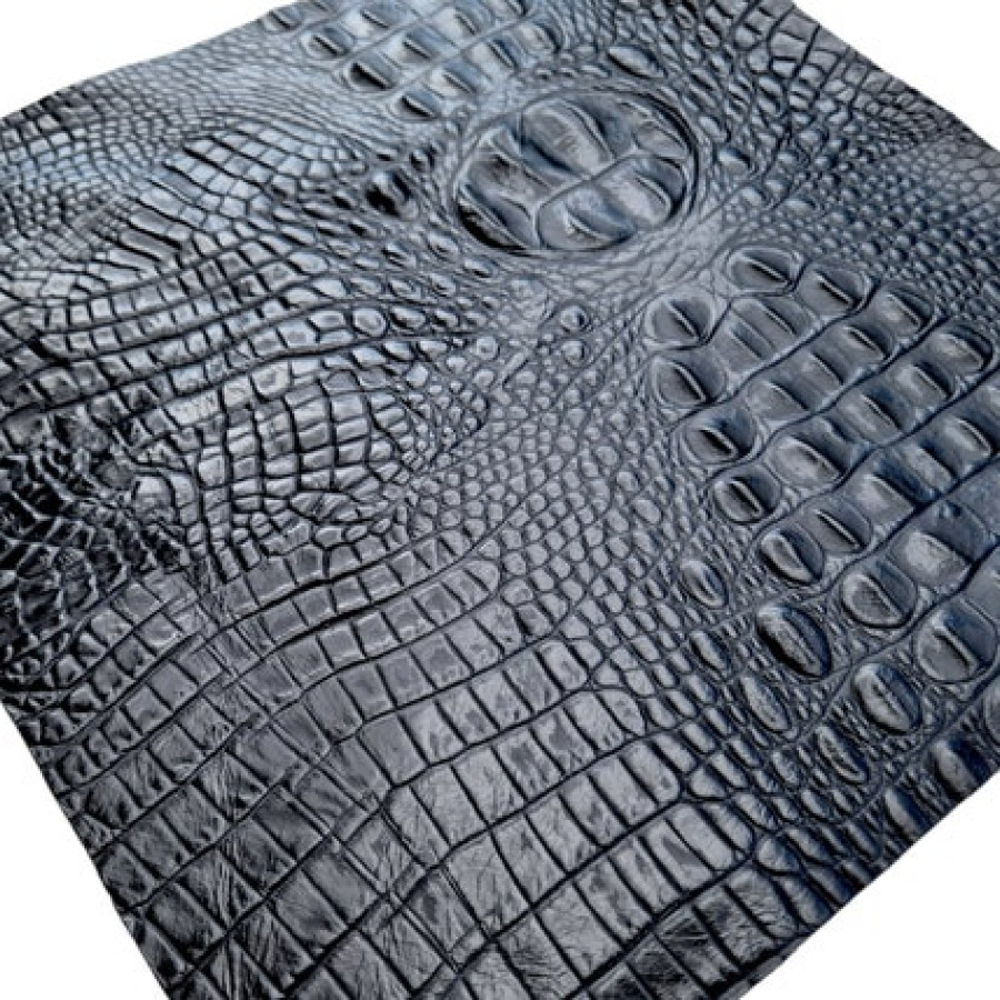 Genuine leather | embossed crocodile 'look' leather | Black crocodile croc embossed cowhide leather |  Croc Saddle 1