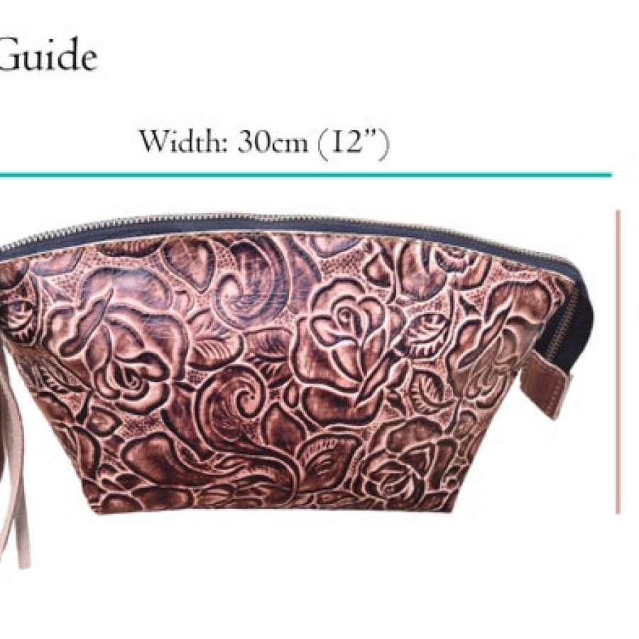 Western Style Women's Leather Clutch Embossed with Stunning Roses Pattern |  Unique Design Leather clutch / purse / bag 4