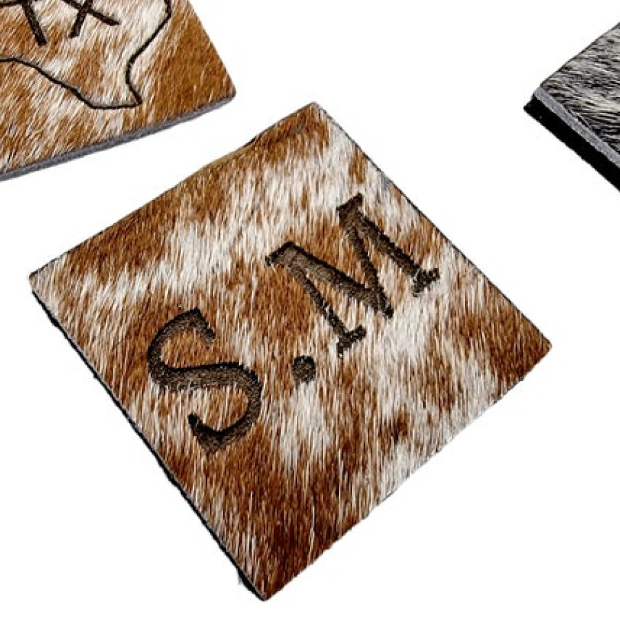 Personalized Genuine cowhide velcro or sew-in Patch | laser etched | Customised with Text or initials| Rectangle, Circle, square - Hat patch 4