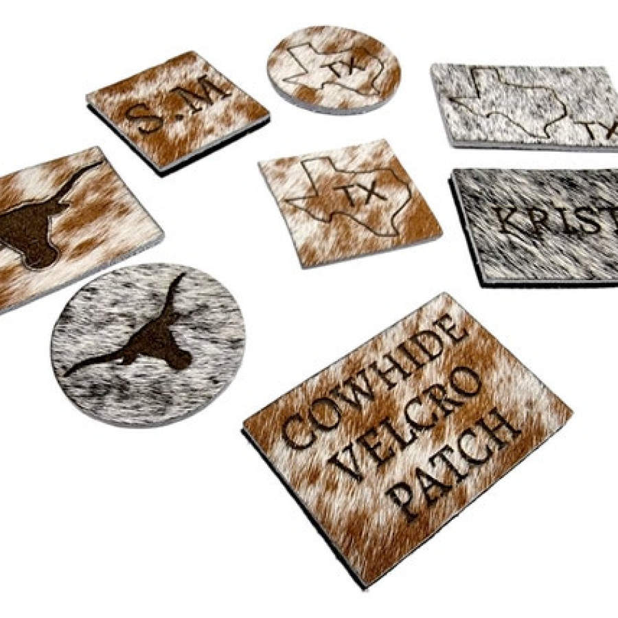 Personalized Genuine cowhide velcro or sew-in Patch | laser etched | Customised with Text or initials| Rectangle, Circle, square - Hat patch 5