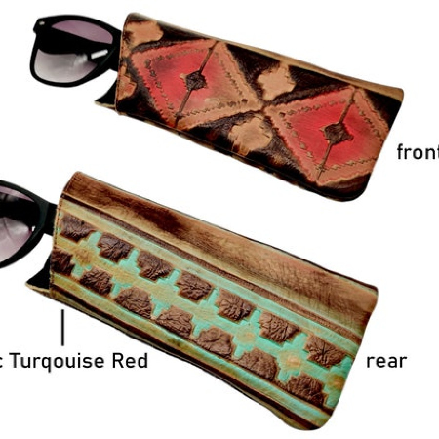 Embossed Genuine Leather Glasses Case, Handmade in Texas 2