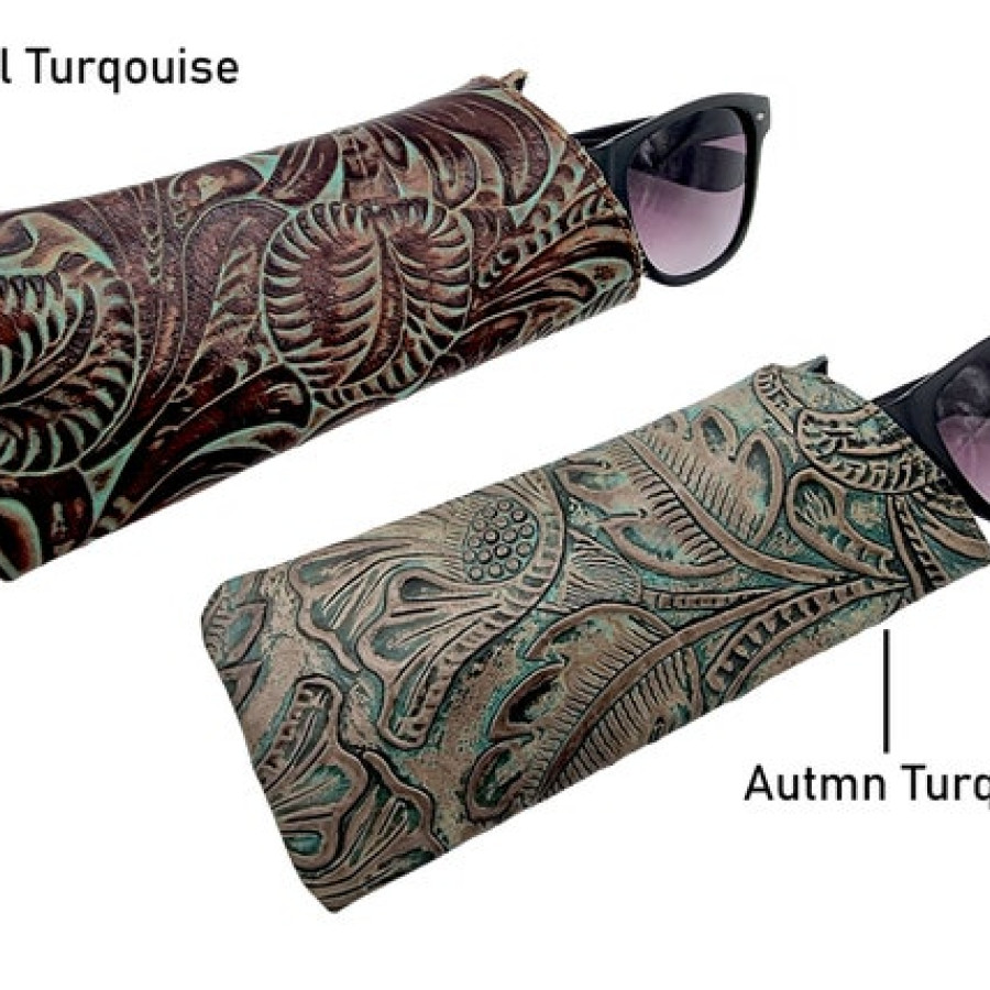 Embossed Genuine Leather Glasses Case, Handmade in Texas 9