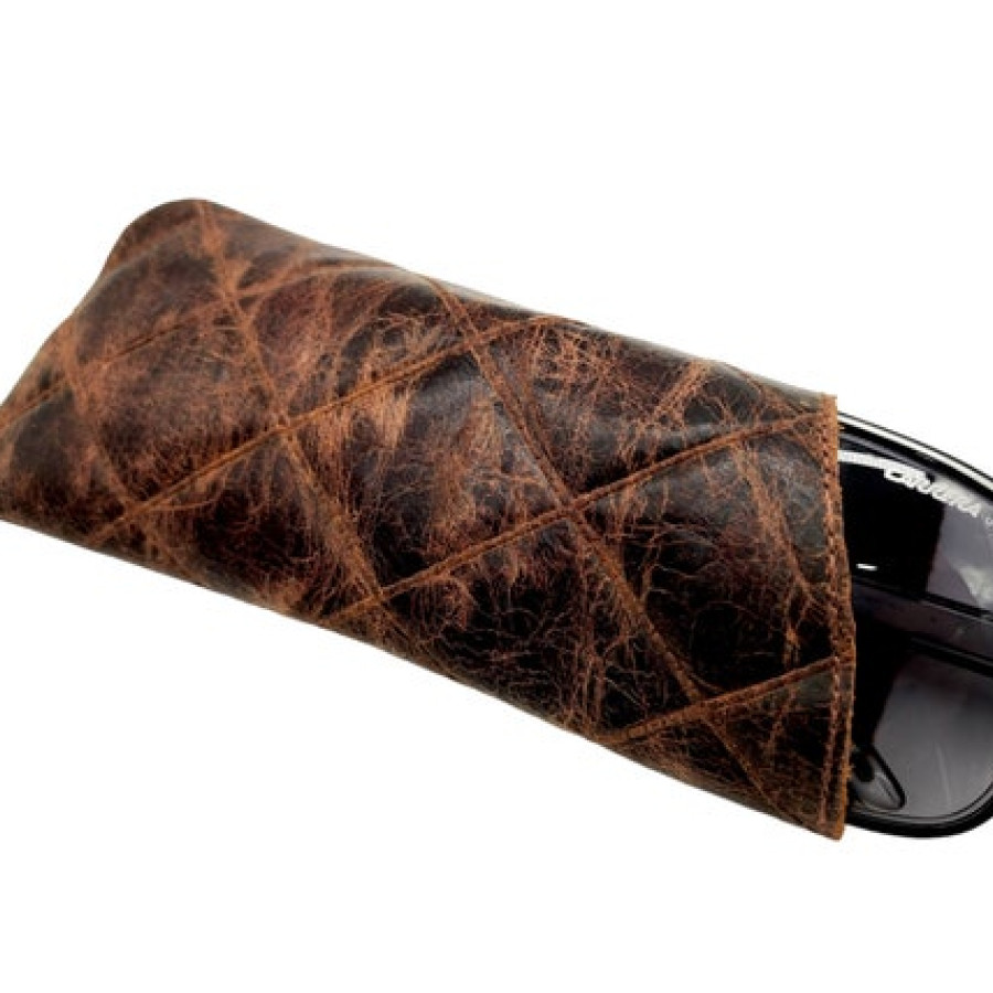 Vintage / Luxury Diamond Stitched Genuine Leather Glasses Case / Sunglasses Case 6