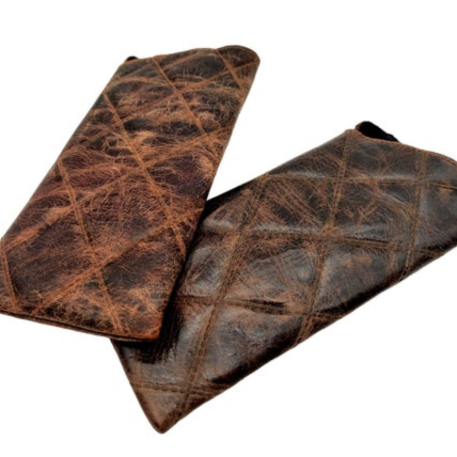 Vintage / Luxury Diamond Stitched Genuine Leather Glasses Case / Sunglasses Case 8