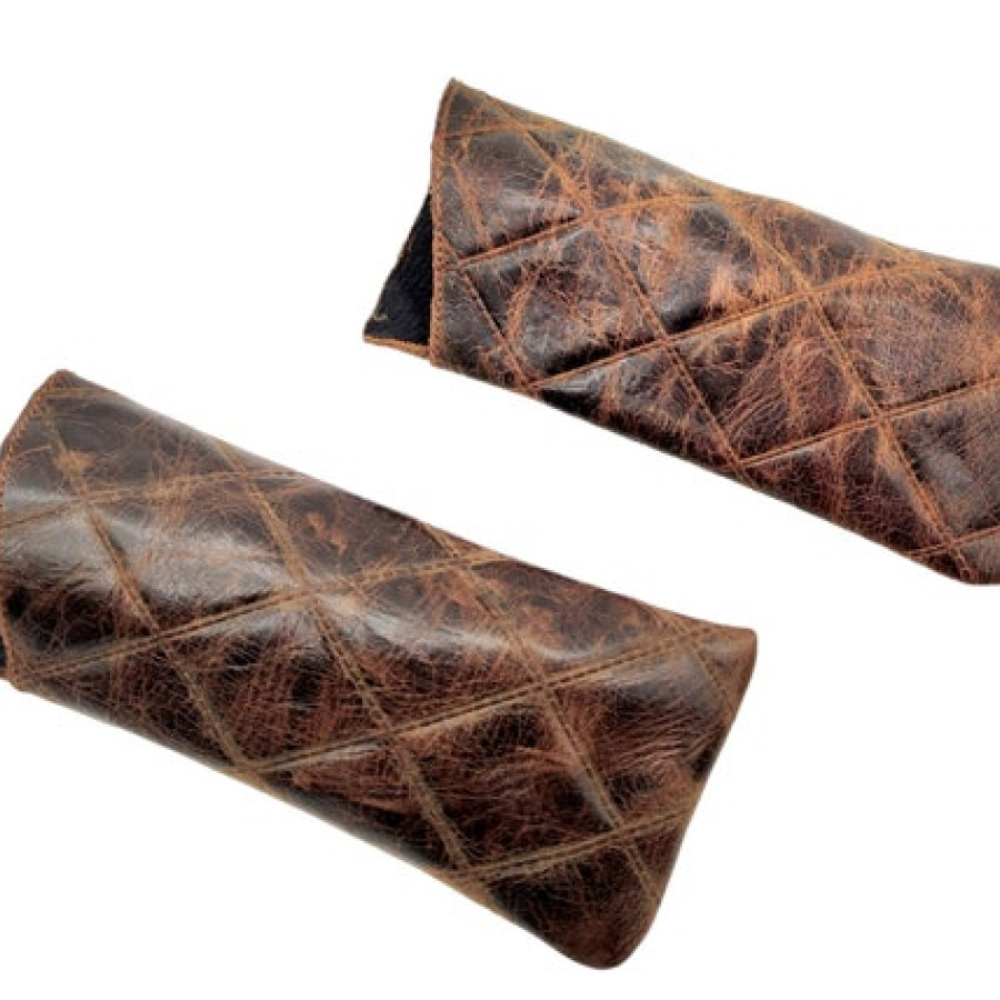 Vintage / Luxury Diamond Stitched Genuine Leather Glasses Case / Sunglasses Case 9