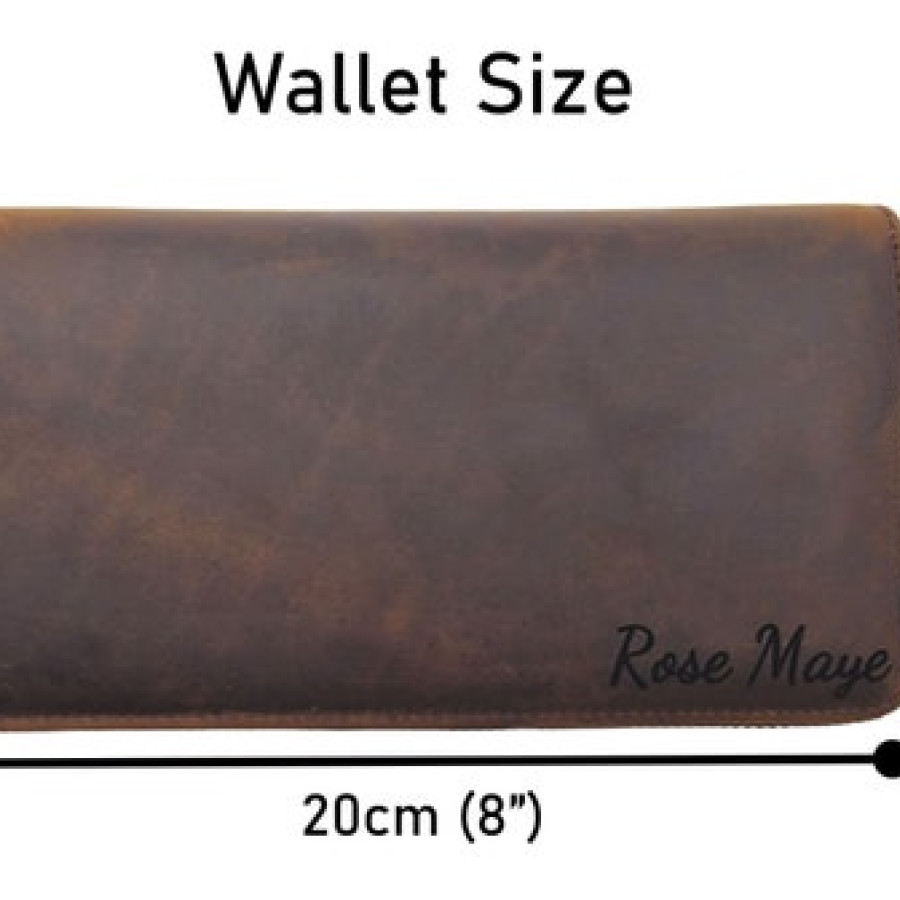 Customised / personalised ladies premium Genuine Leather Wallet - Large leather wallet with custom embossed name or initials 3