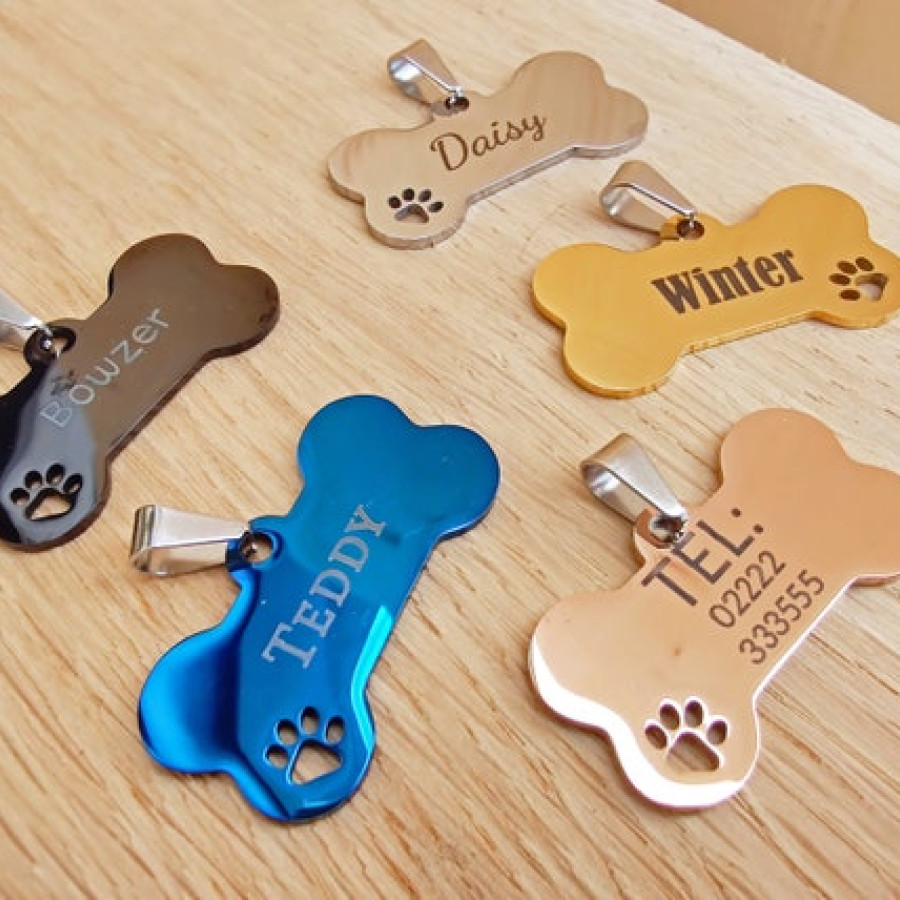 Engraved Steel Dog Bone Tag | Custom Pet ID 5
