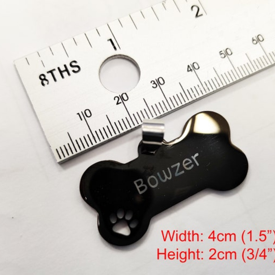 Engraved Steel Dog Bone Tag | Custom Pet ID 6
