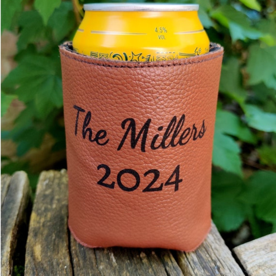 Customised beer cosies - Genuine leather and neoprene can Coosies / can coolers - for 12oz/ 16oz cans - Groomsman gift - Handmade 3