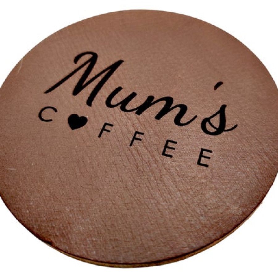 Custom-made / personalised genuine leather vintage round coaster - laser embossed onto 3mm thick veg tan leather 3