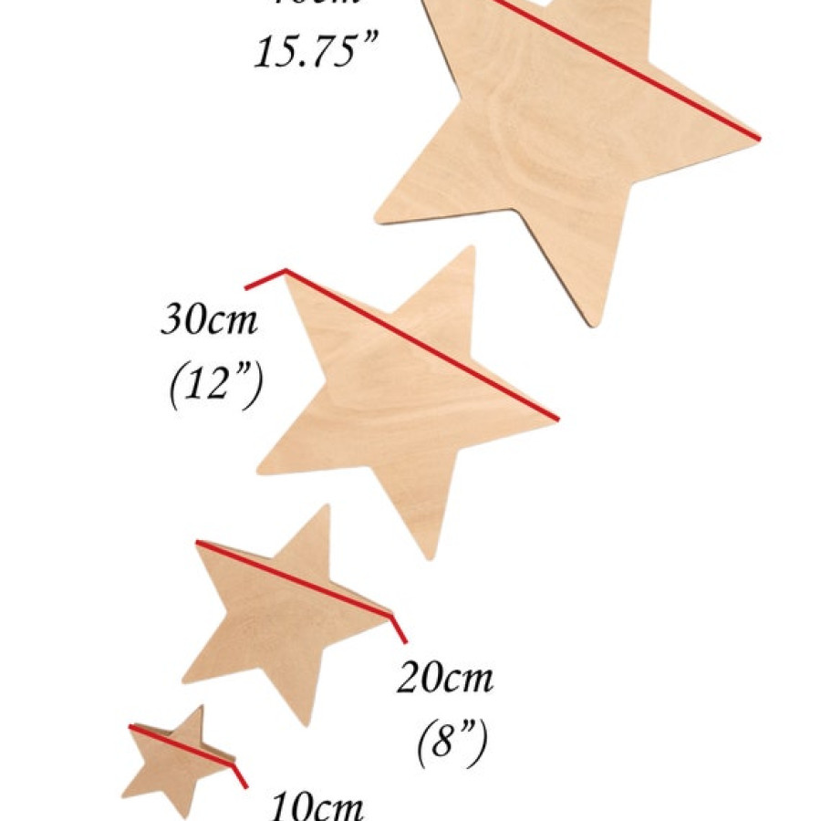 Star shaped Jade Plywood CNC pre-cut 12mm thick | Various sizes available wooden star template 3