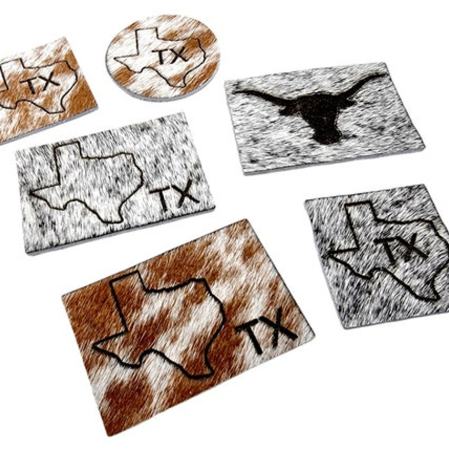 Texas state genuine cowhide velcro or sew-in Patch | laser etched | With Texas state / Longhorn design Rectangle, Circle, square - Hat patch 7