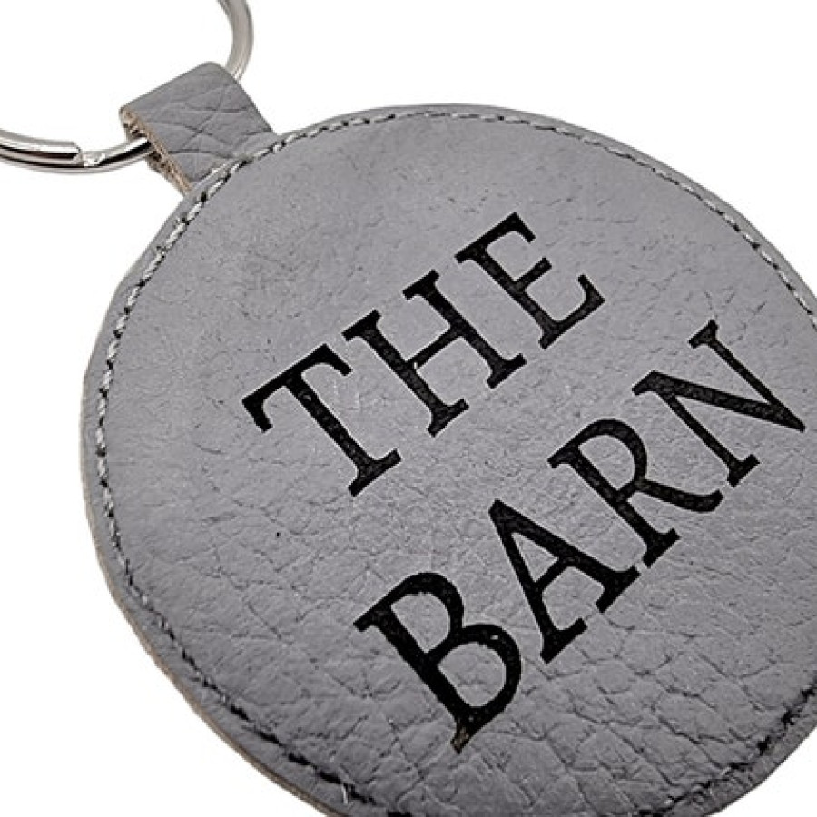 Customised genuine cowhide and leather keyring / keychain with laser engraved text / font of your choice! Housewarming gift / New house 3