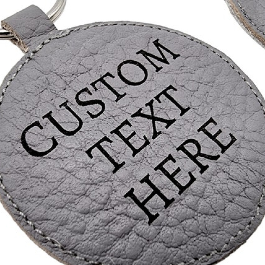 Customised genuine cowhide and leather keyring / keychain with laser engraved text / font of your choice! Housewarming gift / New house 4