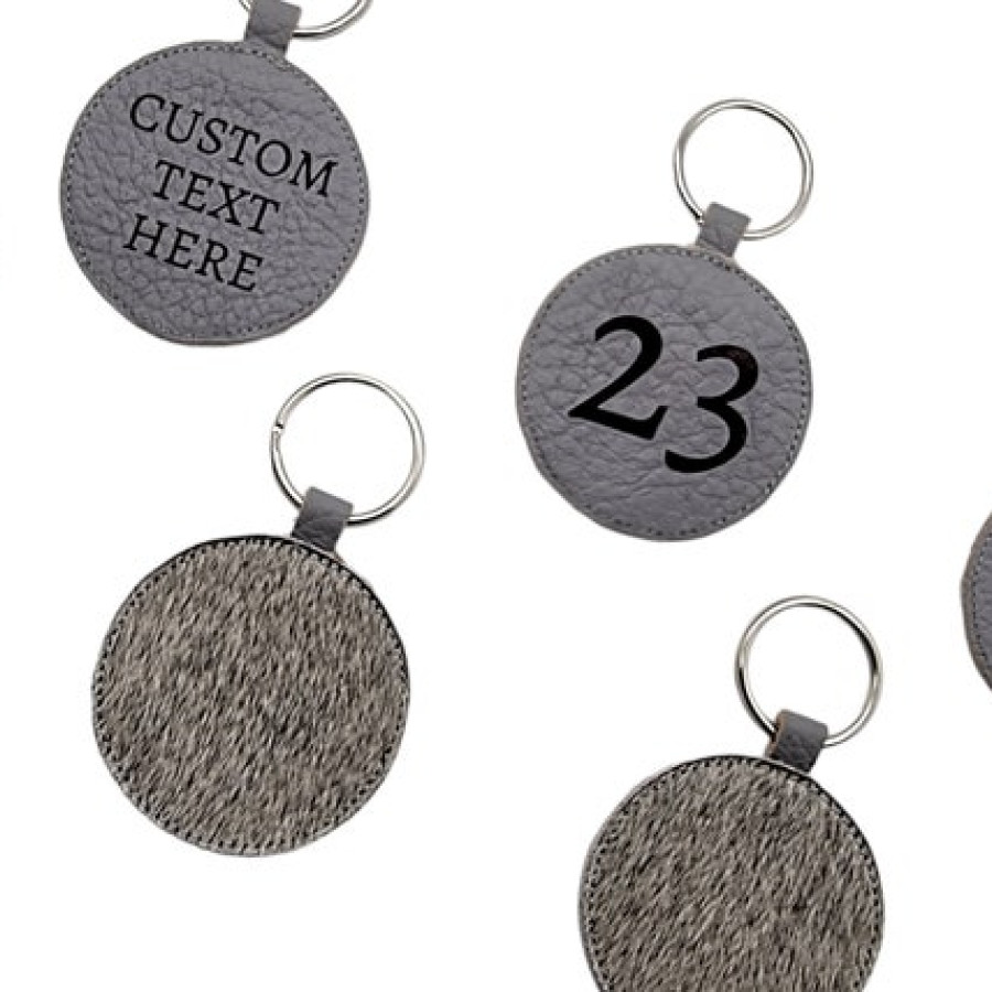 Customised genuine cowhide and leather keyring / keychain with laser engraved text / font of your choice! Housewarming gift / New house 5