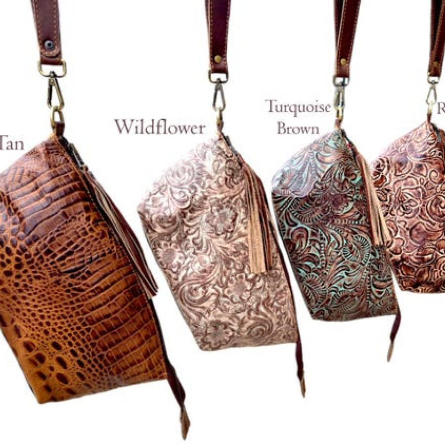 Western Style Women's Embossed Genuine Leather Clutch  |  4 stunning Designs Available!  Leather clutch purse 3