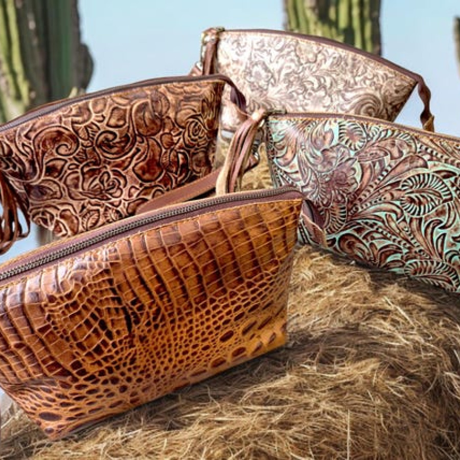 Western Style Women's Embossed Genuine Leather Clutch  |  4 stunning Designs Available!  Leather clutch purse 4