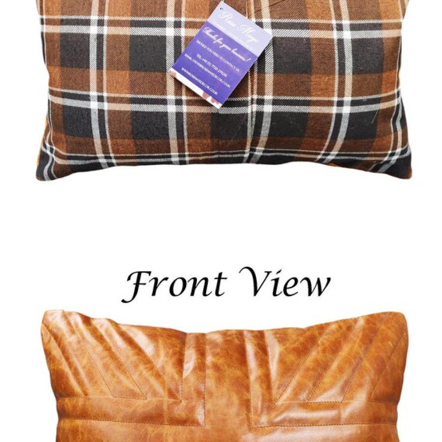 Vintage leather Union Jack vintage cushion cover / pillow cover - In tan or black leather 2
