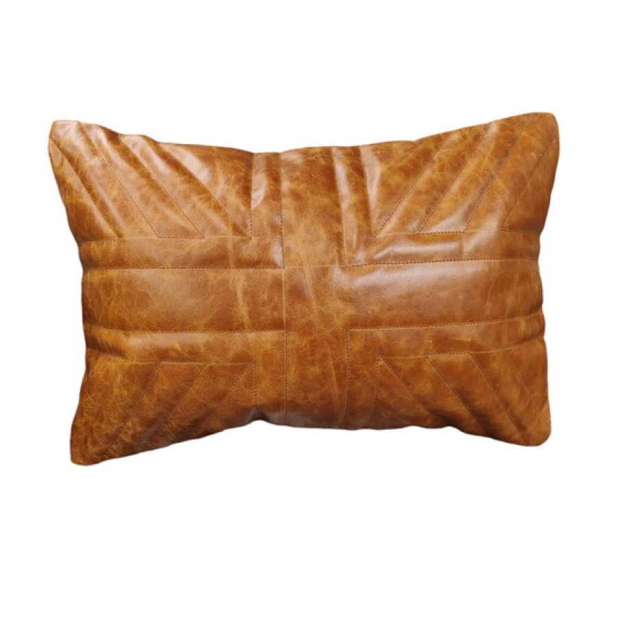 Vintage leather Union Jack vintage cushion cover / pillow cover - In tan or black leather 4