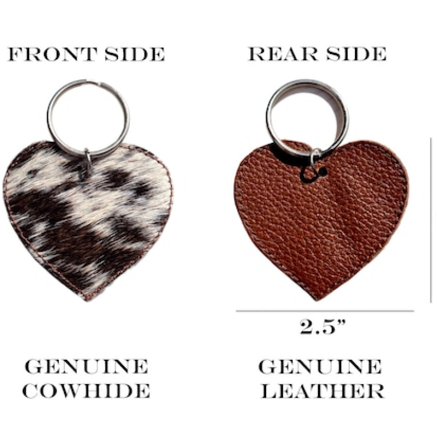 Customisable genuine cowhide and leather double-sided heart-shaped key ring / key chain / bag charm 4