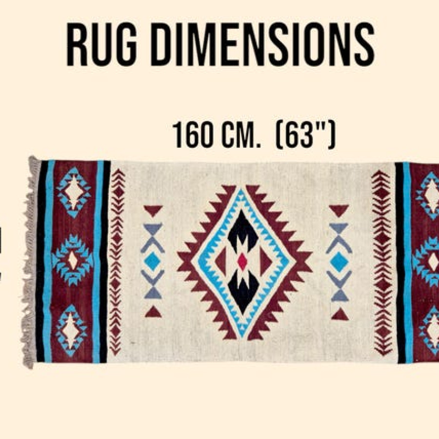 Genuine wool rug with Aztec Navajo southwestern style design - Handwoven jute kilim rug 3
