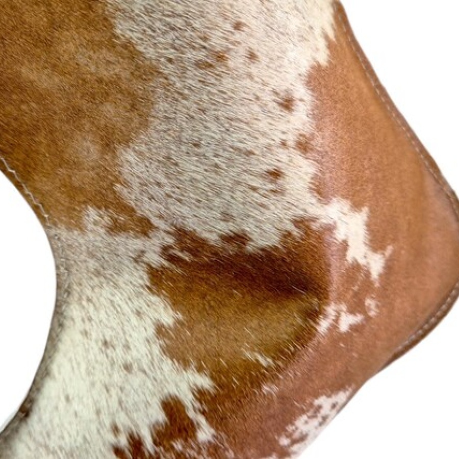 Genuine cowhide and leather Christmas stockings in tan and white 4